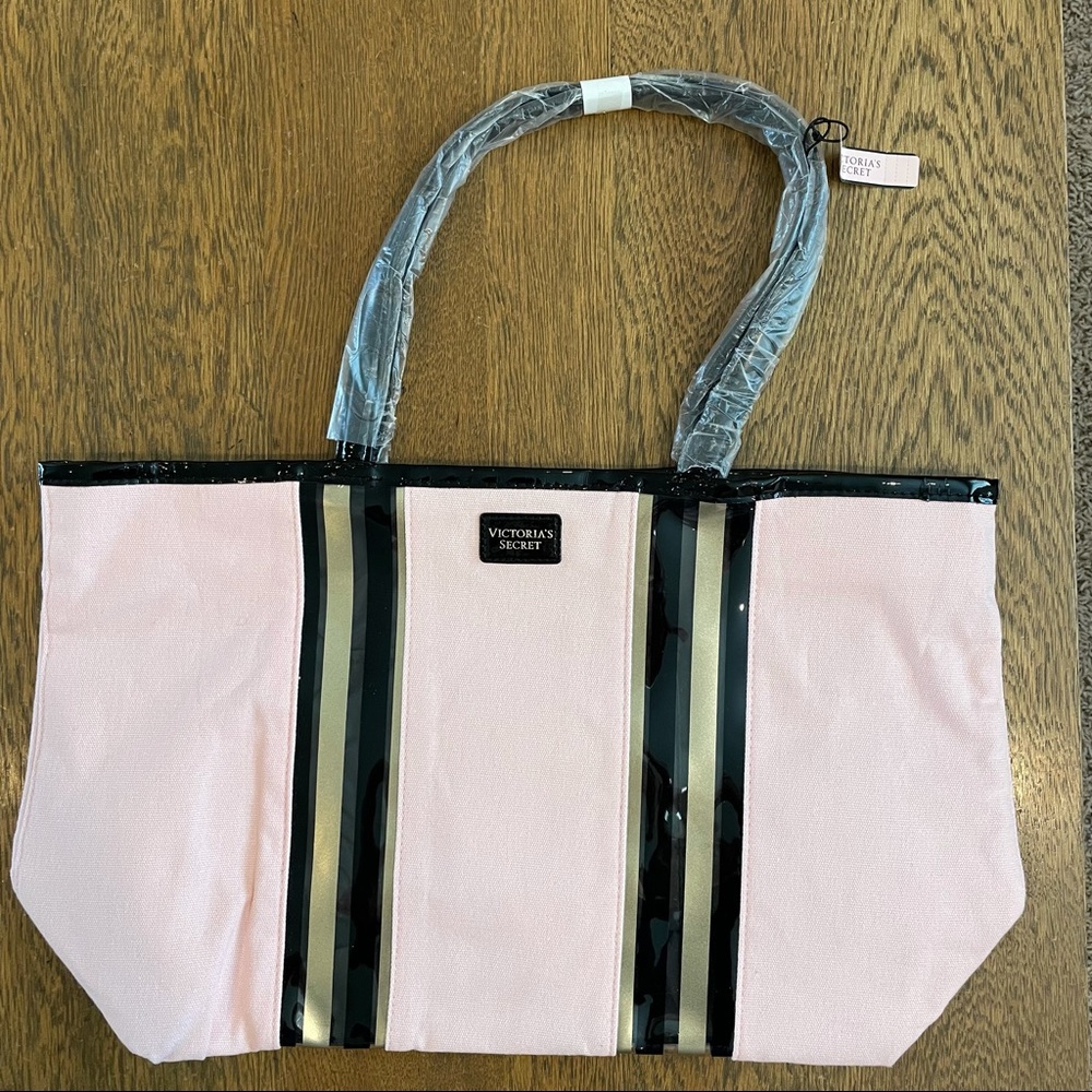 Victoria’s Secret Pink Black Canvas Tote Bag